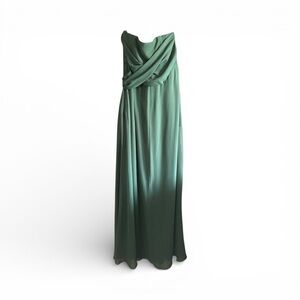 Birdy Grey Strapless Green Maxi Bridesmaid Formal Dress with Slit Wedding Party